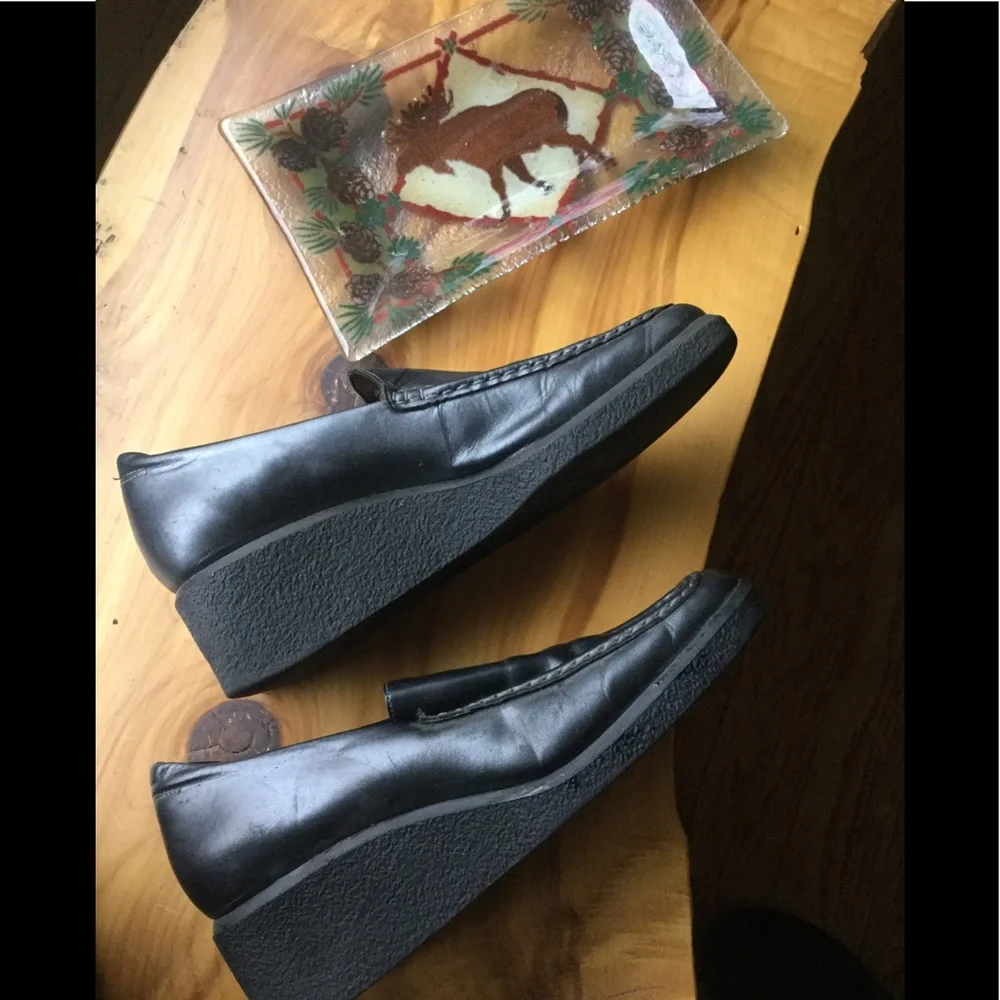 🪶Franco Sarto Charcoal Leather Wedge Sz 8/9